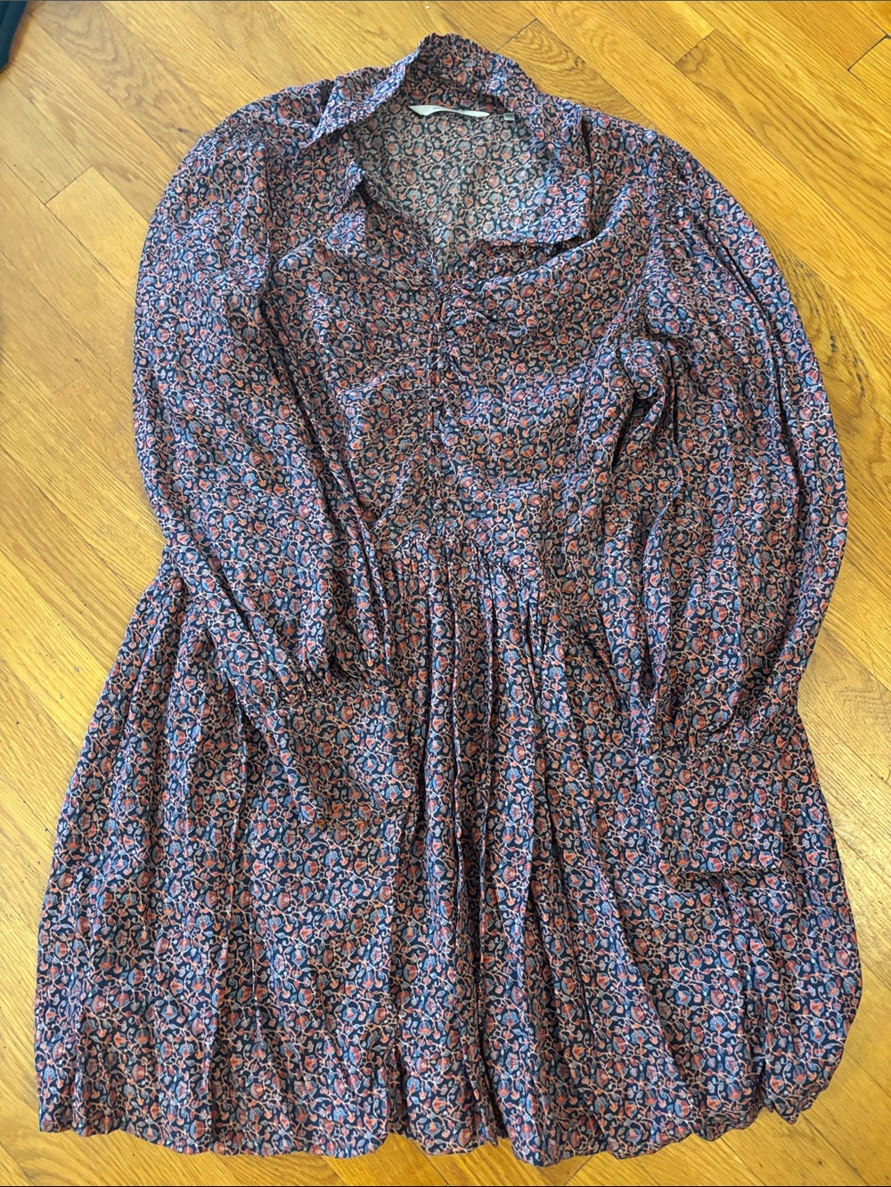 Rebecca Taylor Floral Long-Sleeve Tiered Dress - Navy/Pink